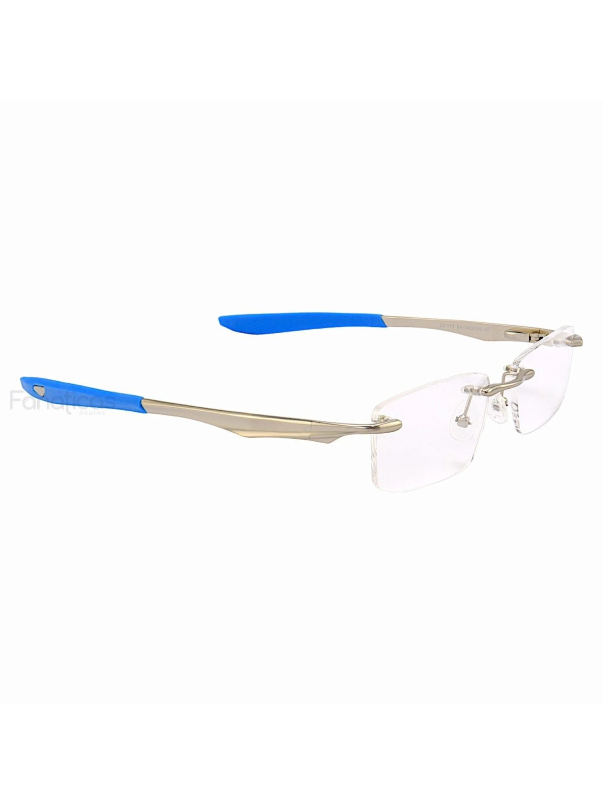 Armação de Óculos Flutuante Sem Aro Wingfold Prata e Azul