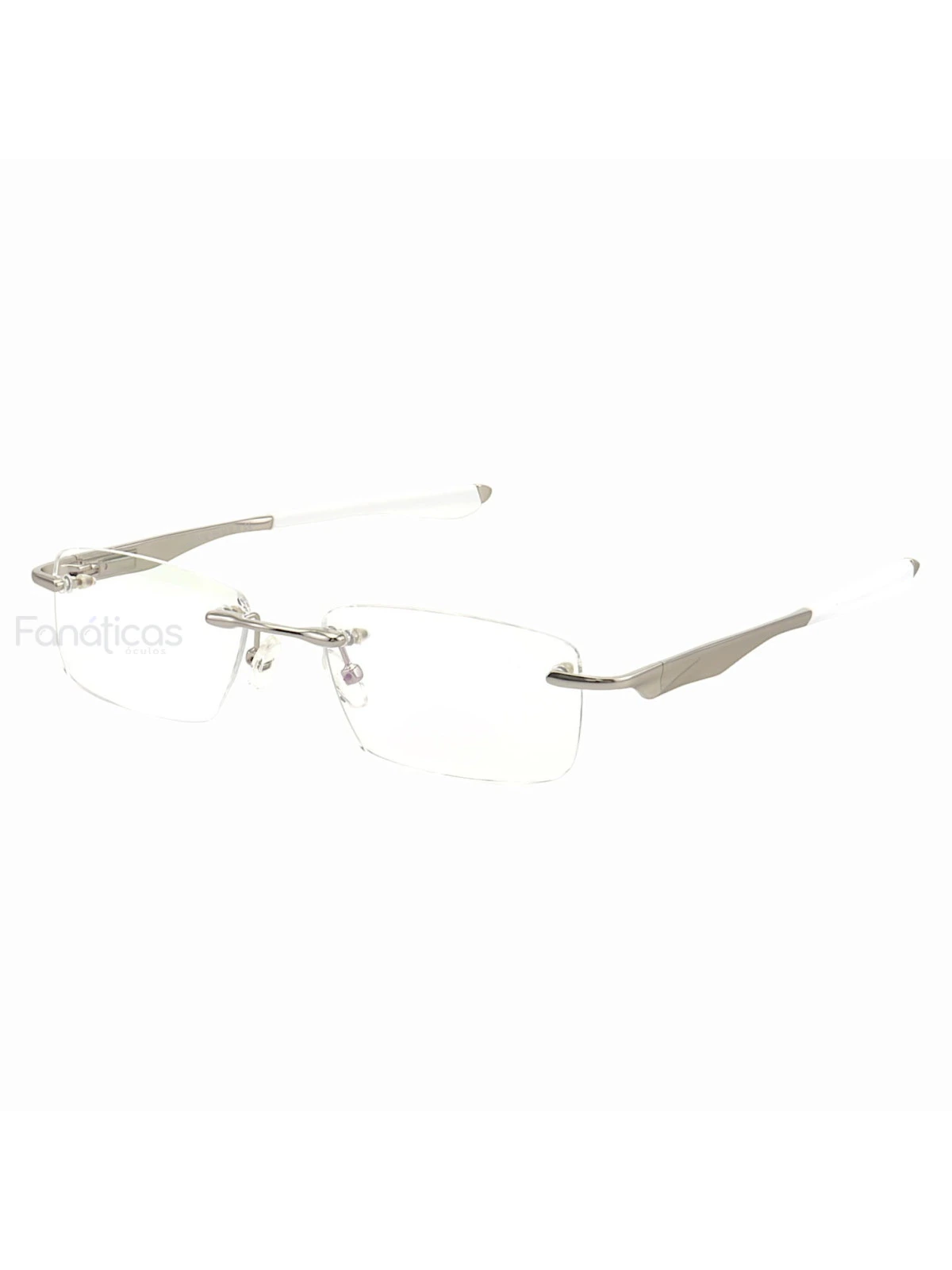 Armação de Óculos Flutuante Sem Aro Wingfold Prata e Branco