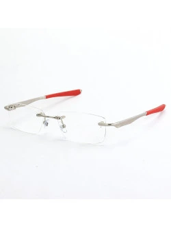 Armação de Óculos Flutuante Sem Aro Wingfold Prata e Vermelho