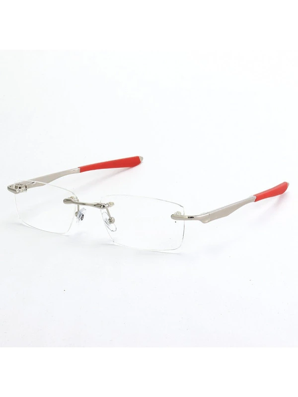 Armação de Óculos Flutuante Sem Aro Wingfold Prata e Vermelho