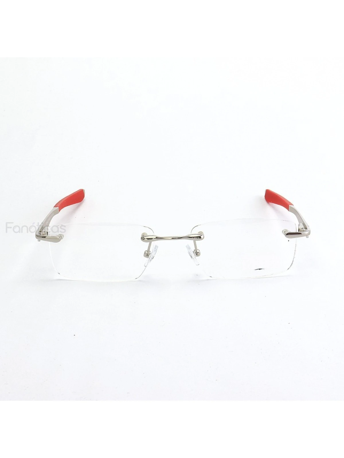 Armação de Óculos Flutuante Sem Aro Wingfold Prata e Vermelho
