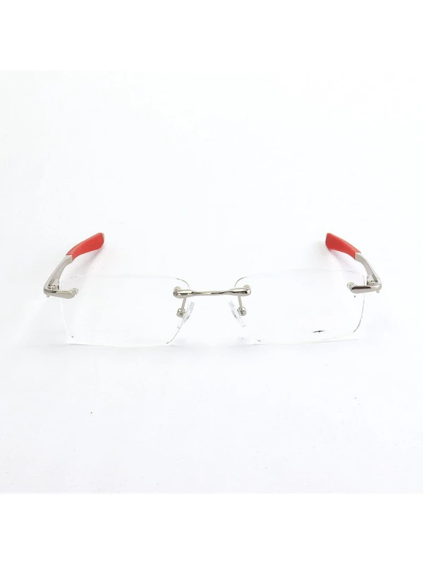Armação de Óculos Flutuante Sem Aro Wingfold Prata e Vermelho