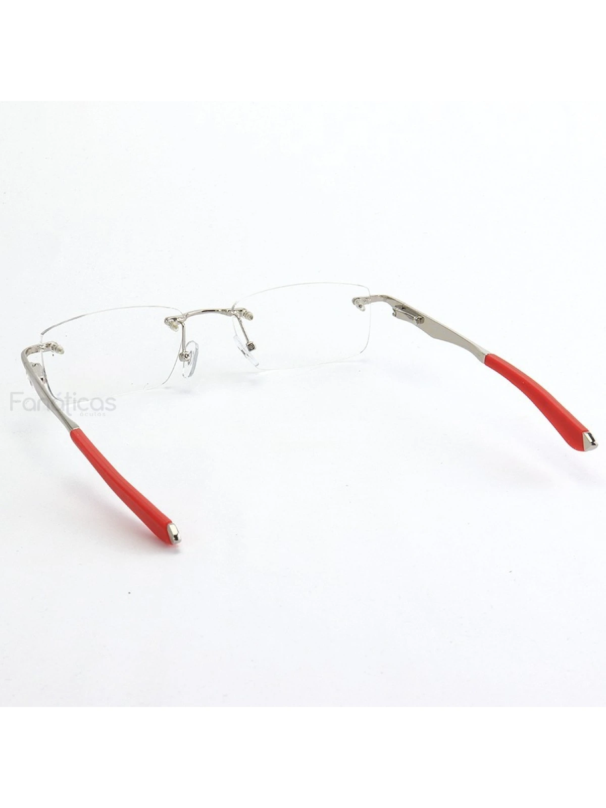 Armação de Óculos Flutuante Sem Aro Wingfold Prata e Vermelho