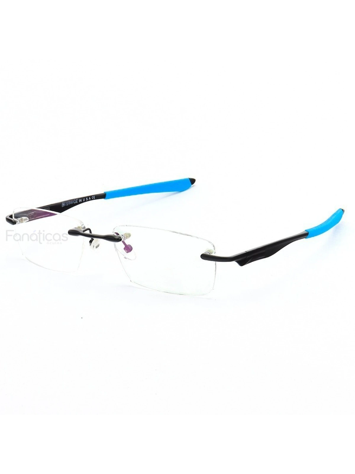 Armação de Óculos Flutuante Sem Aro Wingfold Preto e Azul Claro