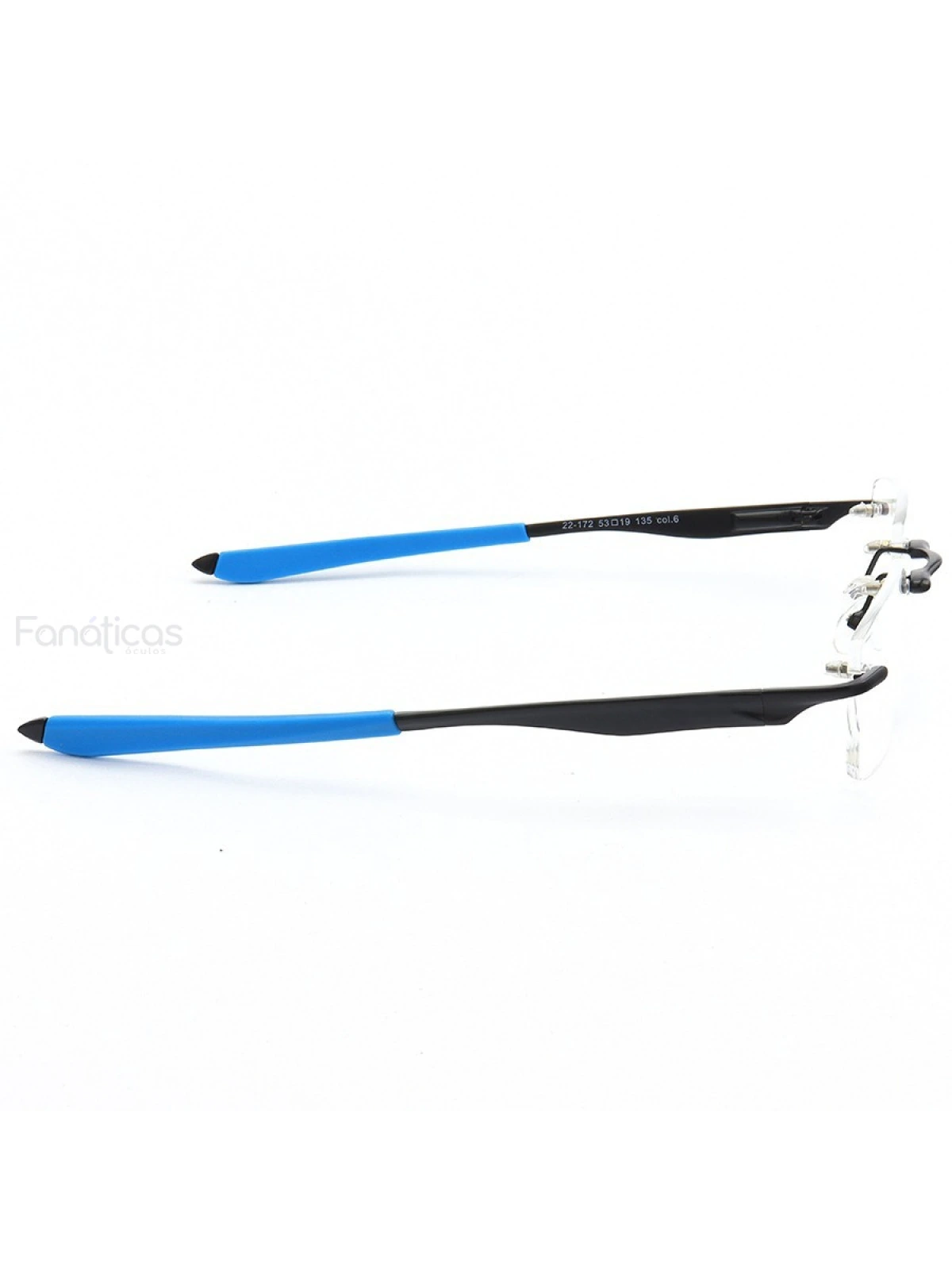 Armação de Óculos Flutuante Sem Aro Wingfold Preto e Azul Claro