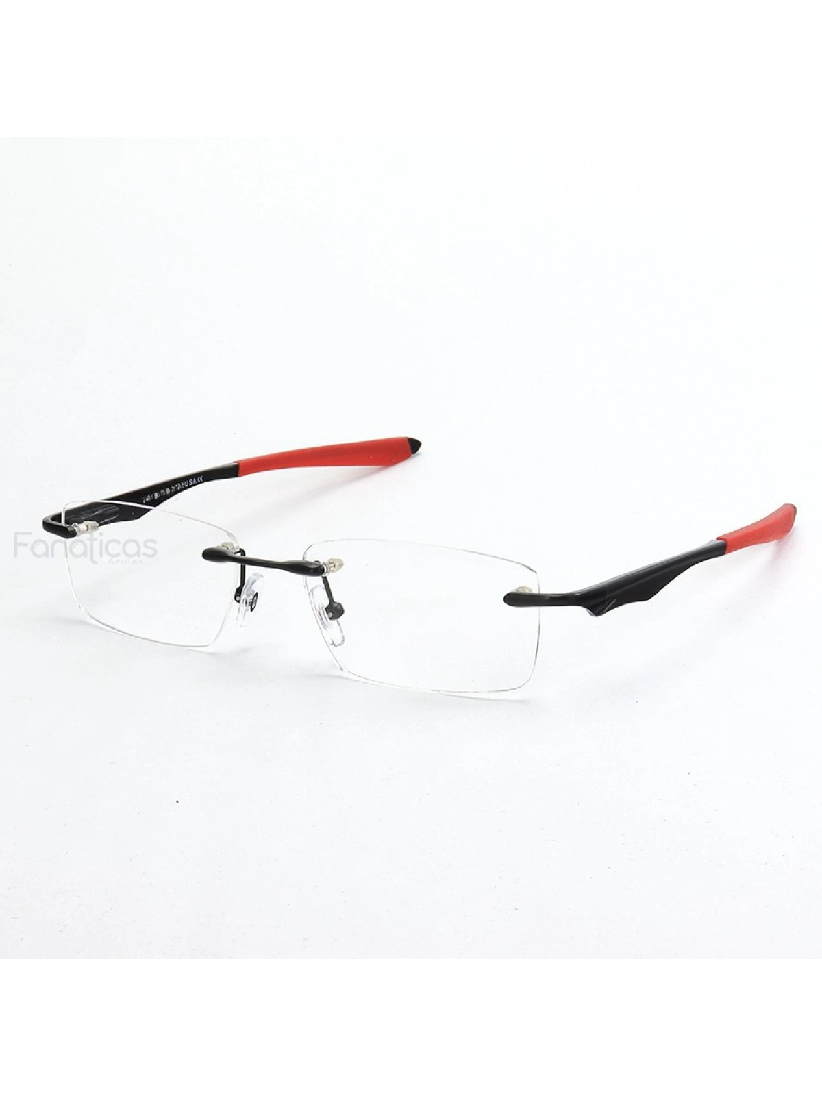 Armação de Óculos Flutuante Sem Aro Wingfold Preto e Vermelho