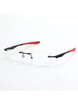 Armação de Óculos Flutuante Sem Aro Wingfold Preto e Vermelho