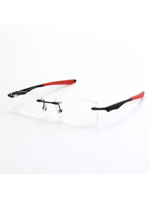 Armação de Óculos Flutuante Sem Aro Wingfold Preto e Vermelho