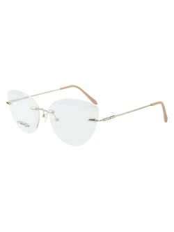 Armação de Óculos Gatinho Balgriff Memory Titanium MT6945 Prata e Rosa