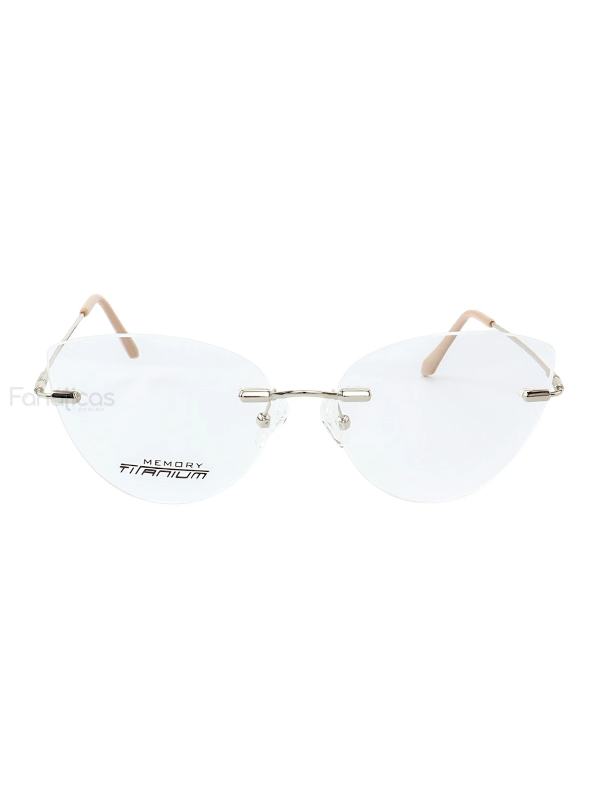 Armação de Óculos Gatinho Balgriff Memory Titanium MT6945 Prata e Rosa