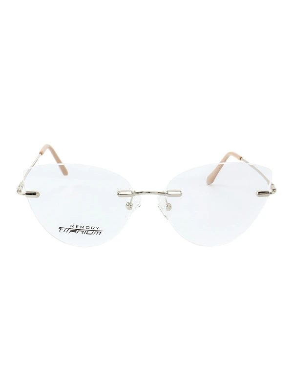 Armação de Óculos Gatinho Balgriff Memory Titanium MT6945 Prata e Rosa