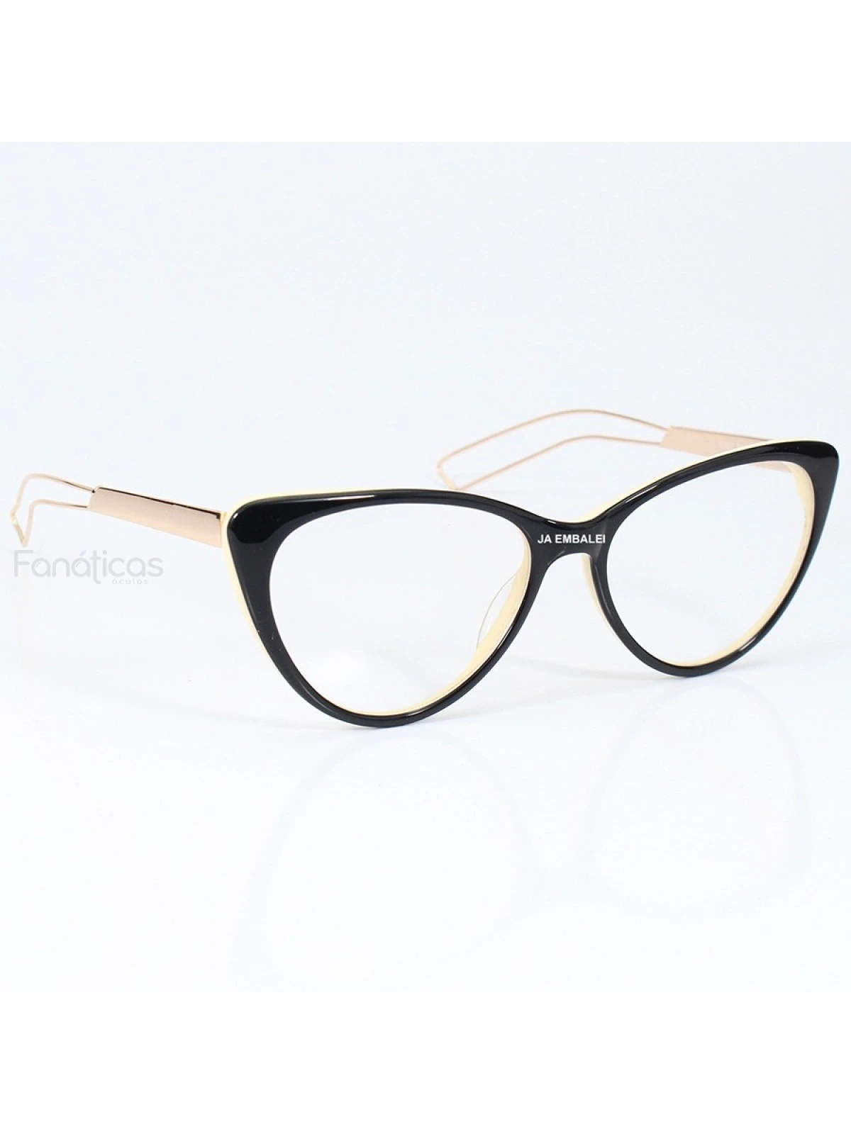 Armação de Óculos Gatinho CD 80633 Preto e Creme