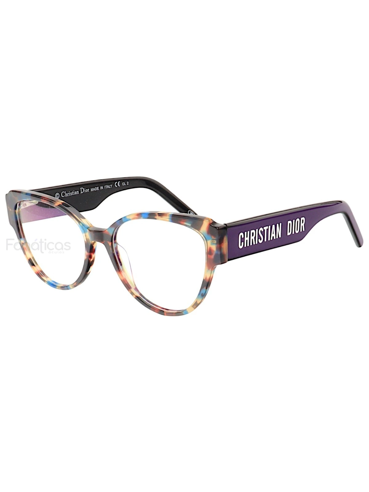 Armação de Óculos Gatinho D584 Azul Tartaruga e Roxo