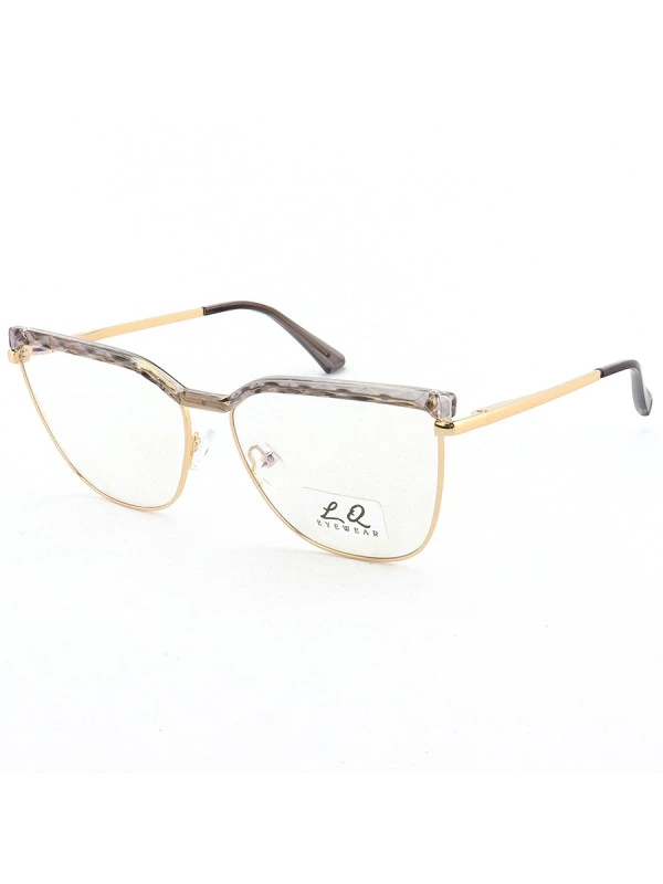 Armação de Óculos Gatinho LQ95288 Dourado e Cinza
