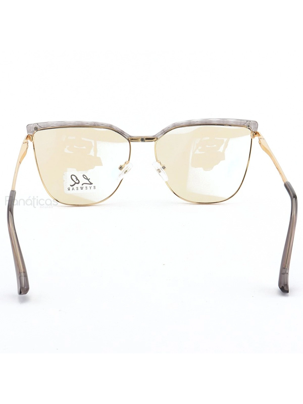 Armação de Óculos Gatinho LQ95288 Dourado e Cinza