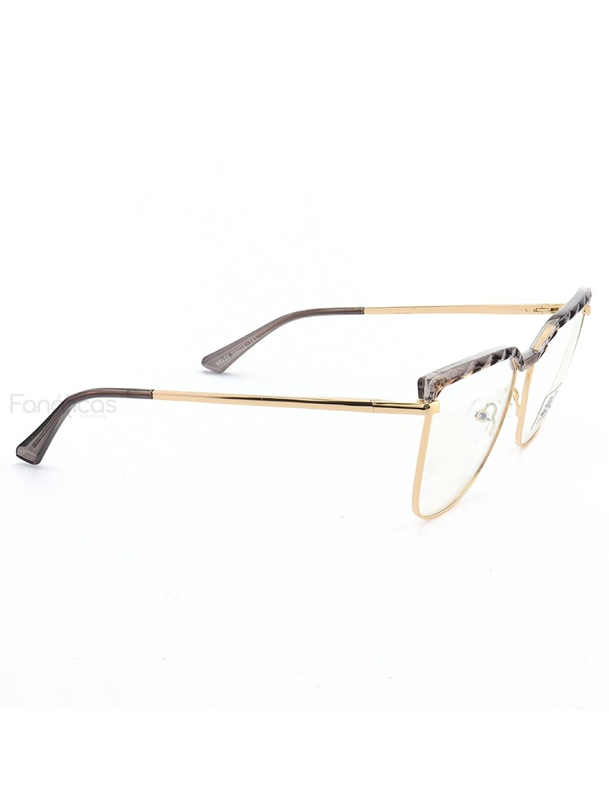 Armação de Óculos Gatinho LQ95288 Dourado e Cinza