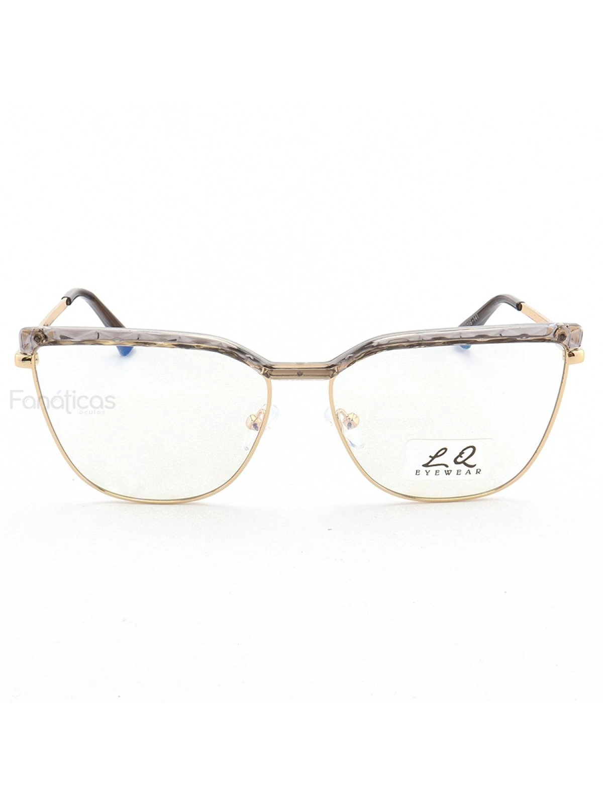 Armação de Óculos Gatinho LQ95288 Dourado e Cinza