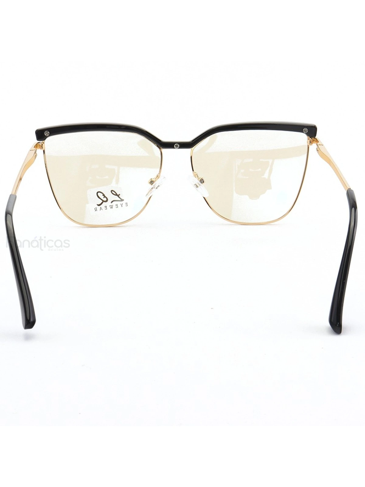 Armação de Óculos Gatinho LQ95288 Dourado e Preto