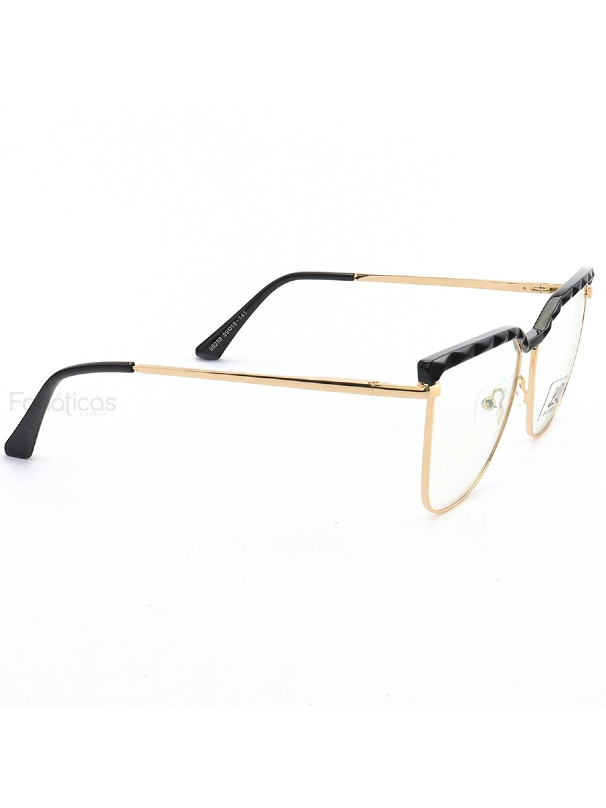 Armação de Óculos Gatinho LQ95288 Dourado e Preto