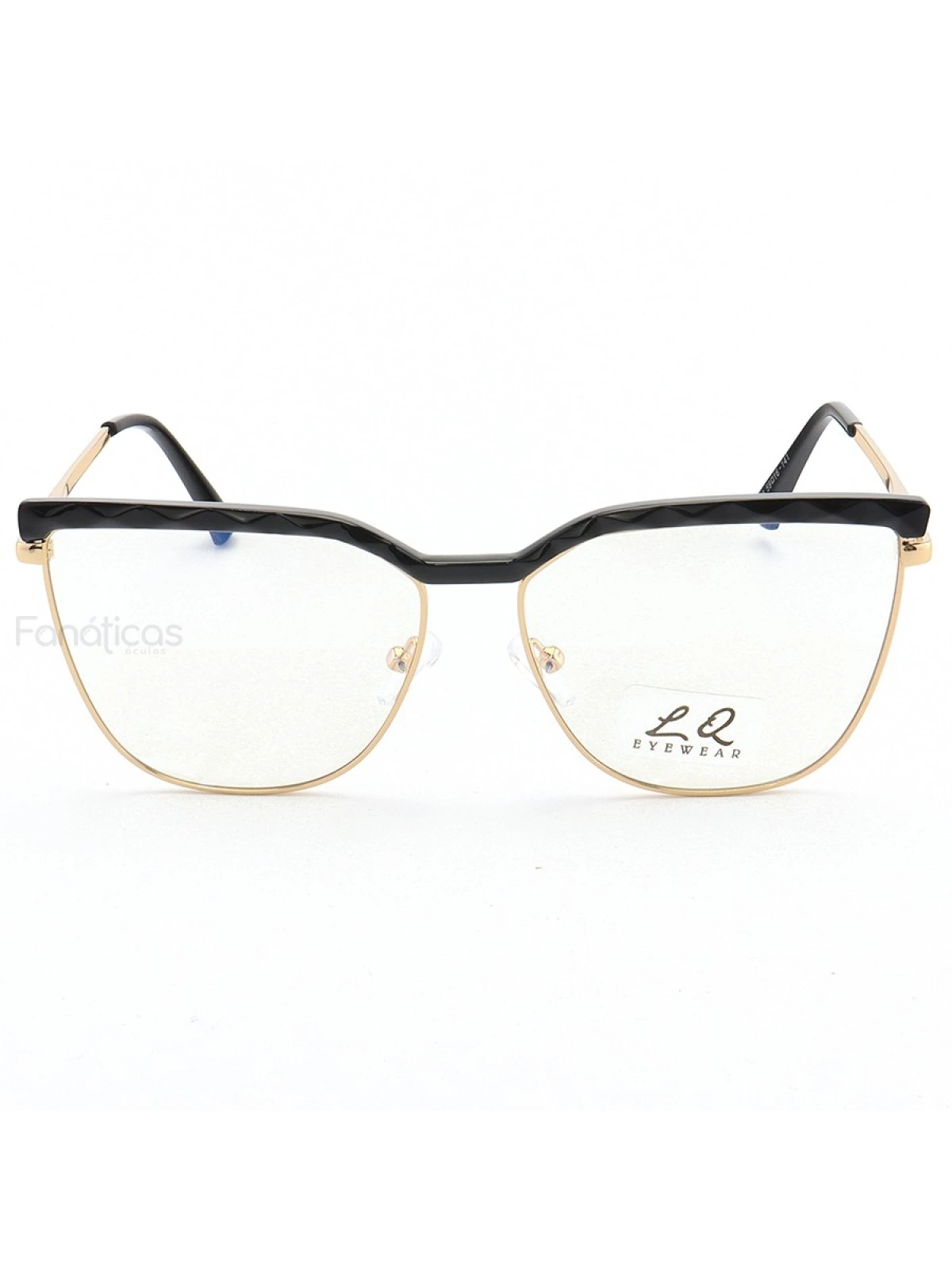 Armação de Óculos Gatinho LQ95288 Dourado e Preto
