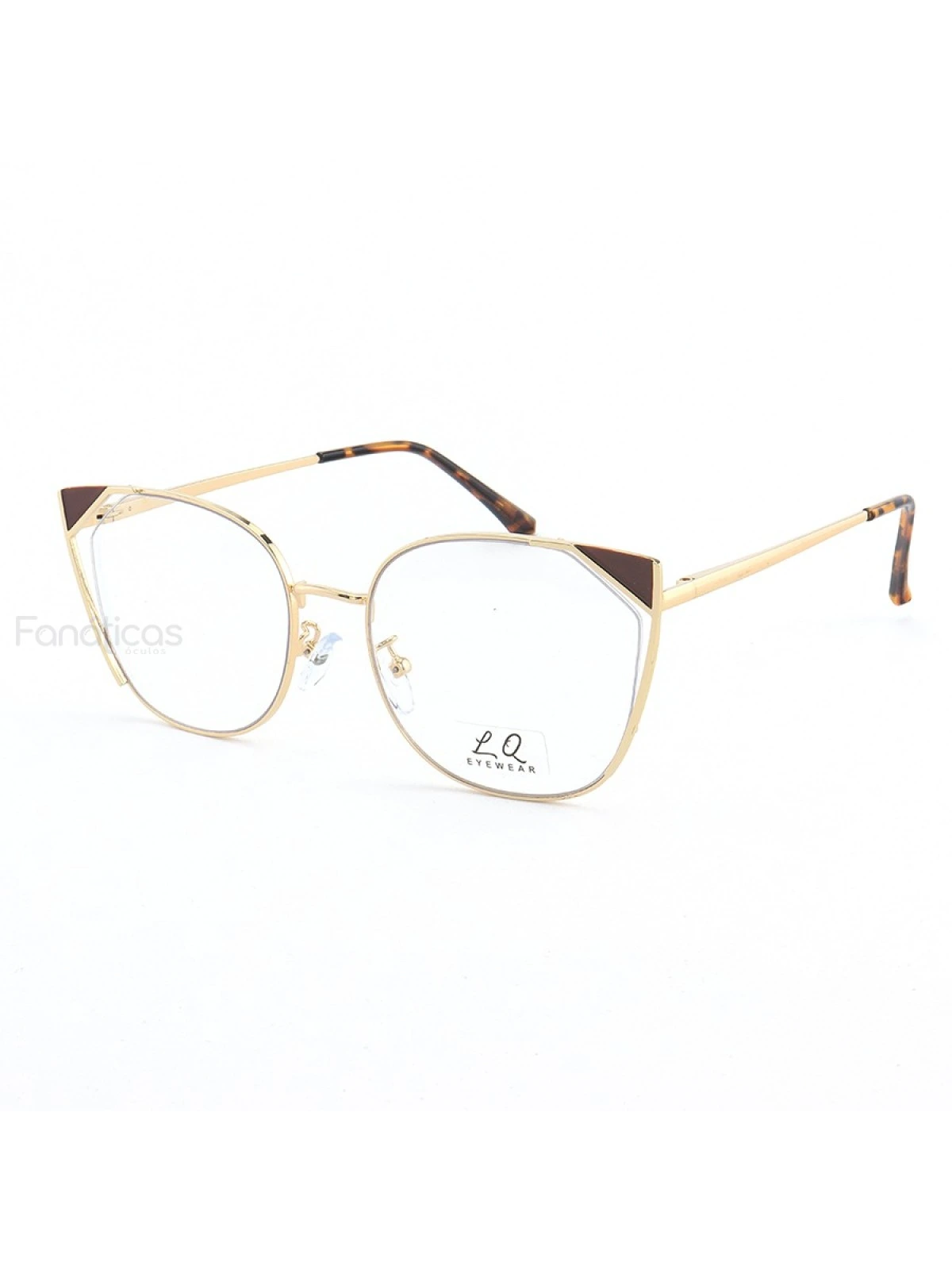 Armação de Óculos Gatinho LQ95777 Dourado e Marrom