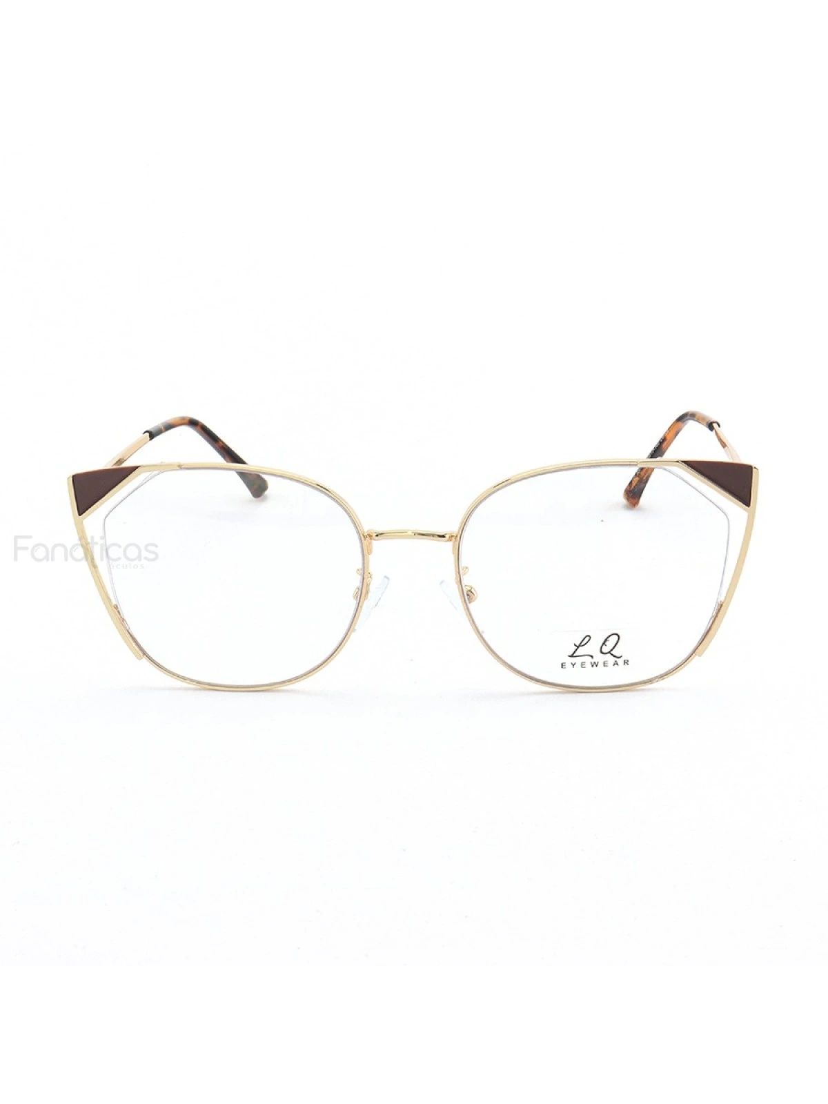 Armação de Óculos Gatinho LQ95777 Dourado e Marrom
