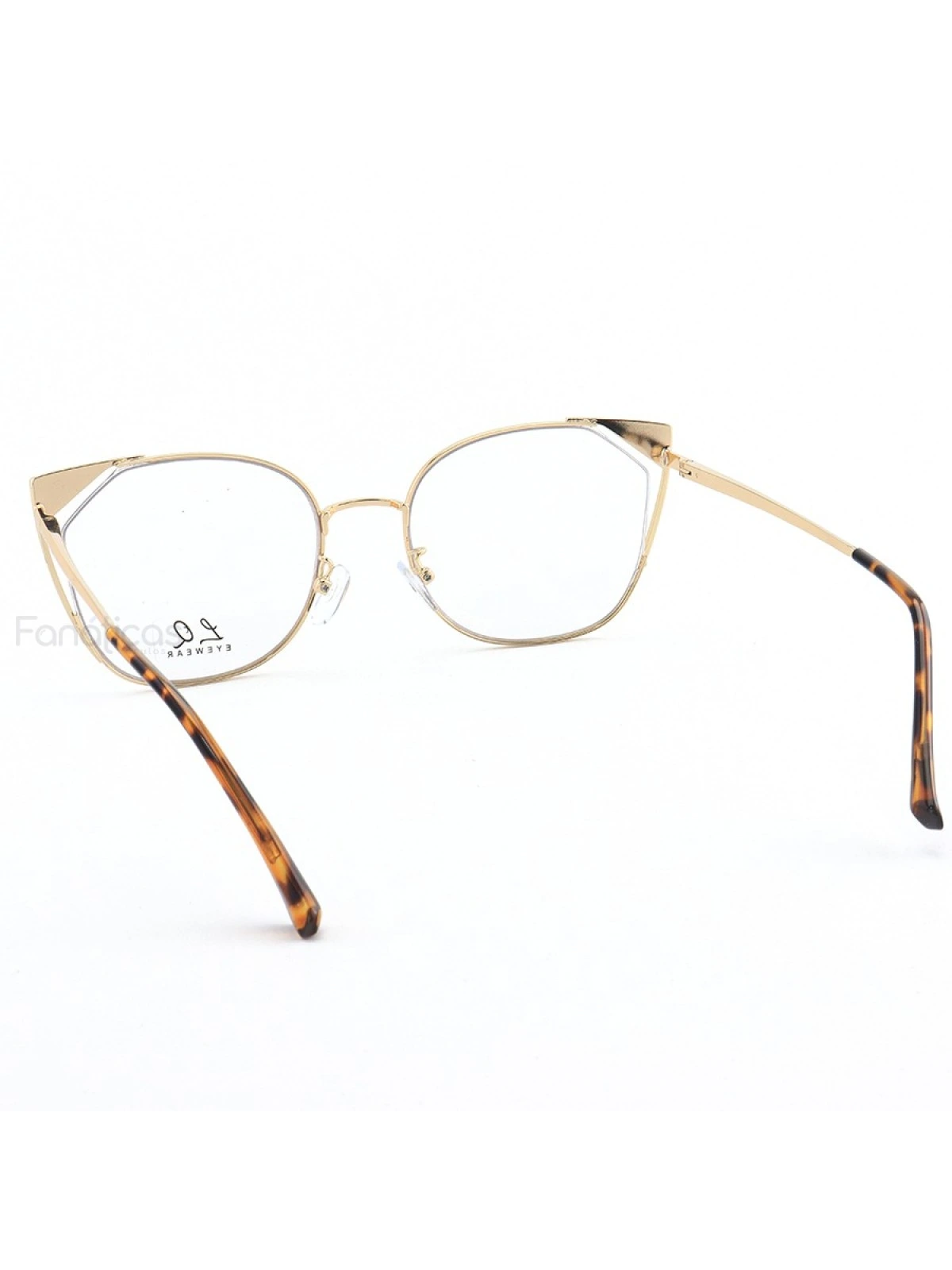 Armação de Óculos Gatinho LQ95777 Dourado e Marrom