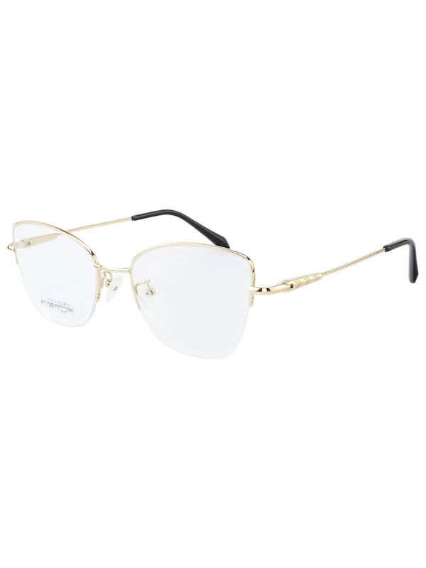 Armação de Óculos Gatinho Memory Titanium MT6932 Dourado Claro