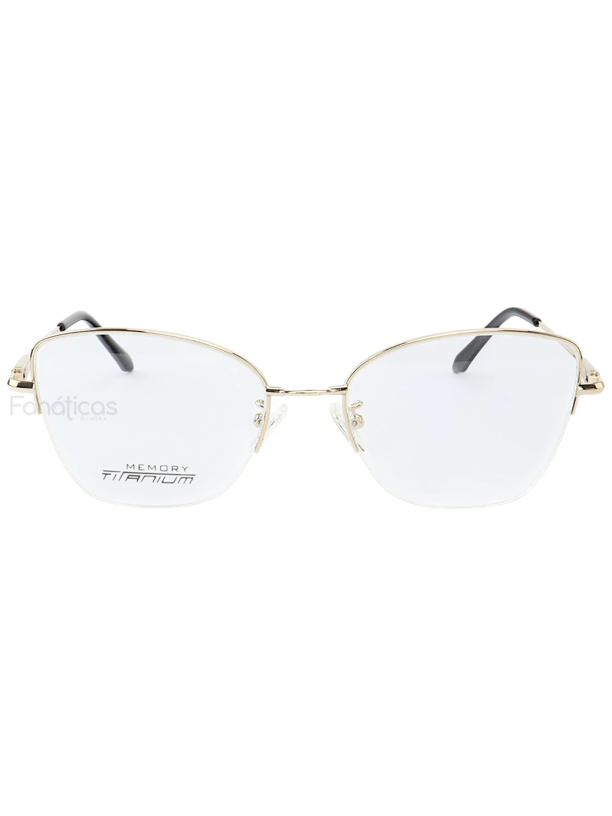 Armação de Óculos Gatinho Memory Titanium MT6932 Dourado Claro