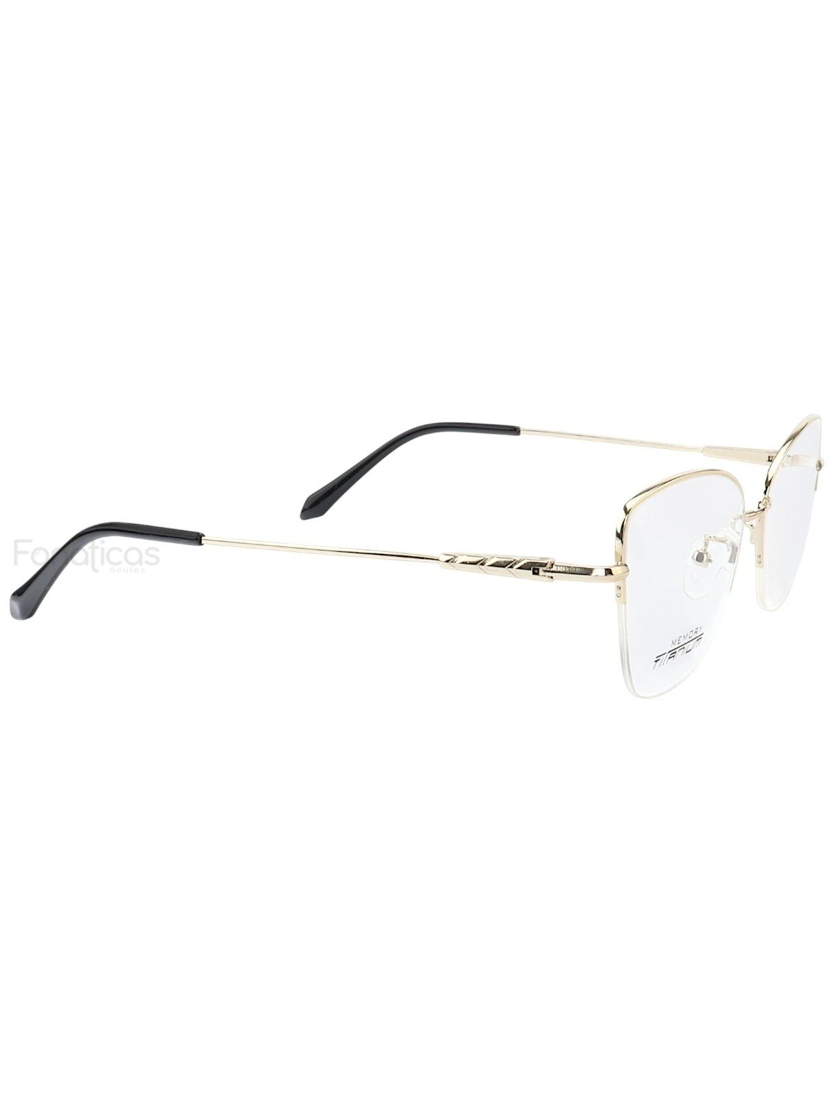 Armação de Óculos Gatinho Memory Titanium MT6932 Dourado Claro