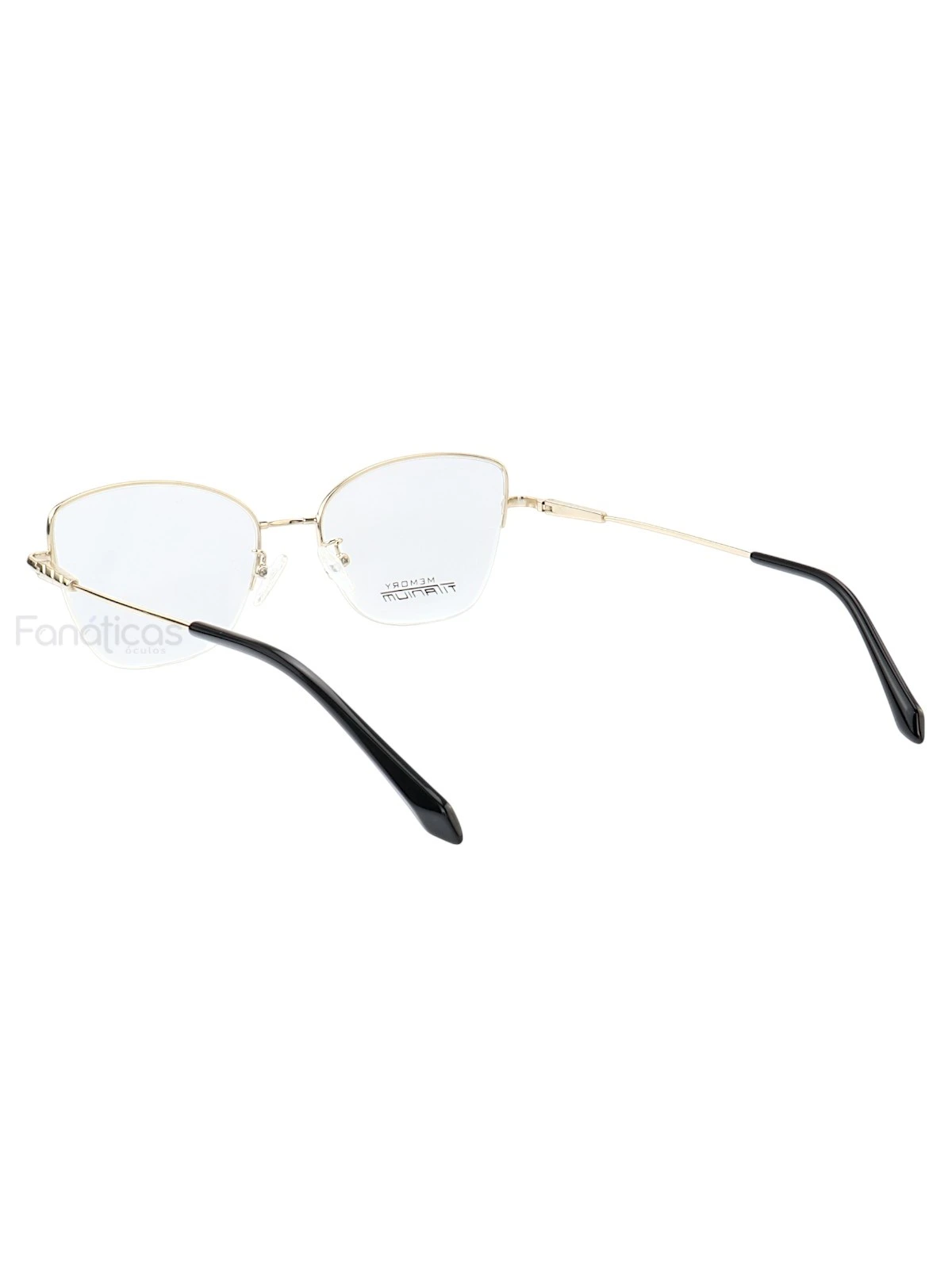 Armação de Óculos Gatinho Memory Titanium MT6932 Dourado Claro