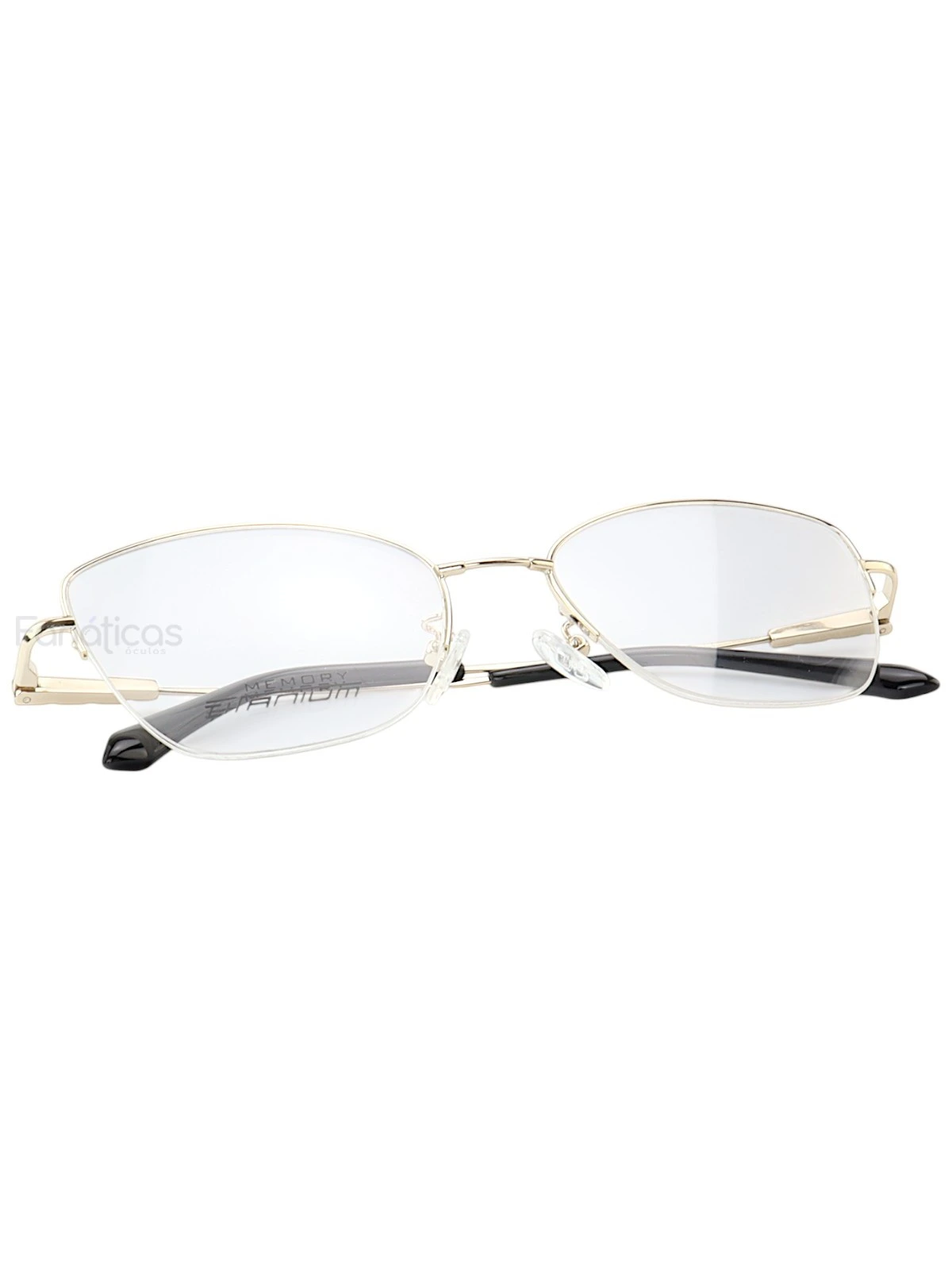 Armação de Óculos Gatinho Memory Titanium MT6932 Dourado Claro