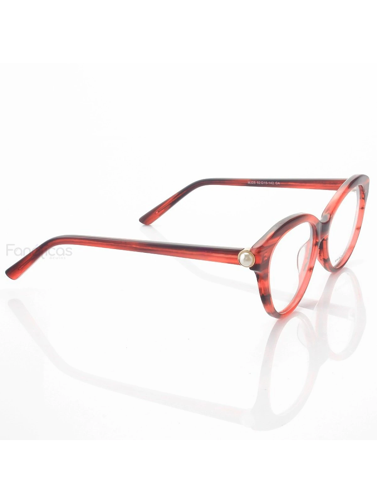 Armação de Oculos Gatinho Mj25 Rosa Rajado