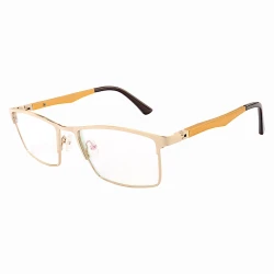 Armação de Óculos Masculina FN9127 Metal Titanium Dourado