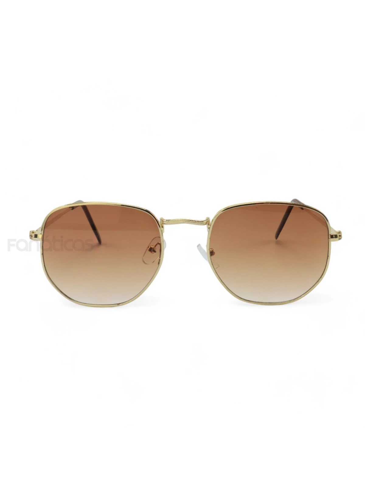 Óculos de Sol Hexagonal Armação Dourada e Lente Marrom