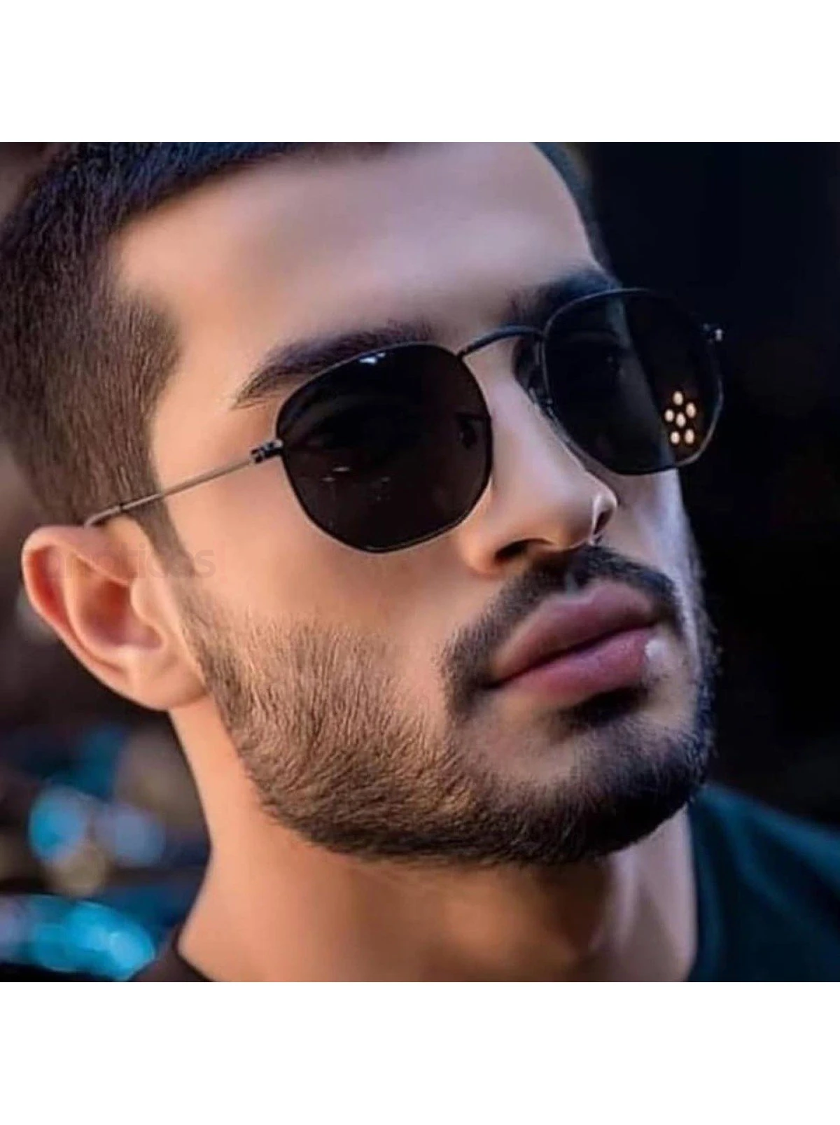 Hexagonal Armação Preto e Lente Preta