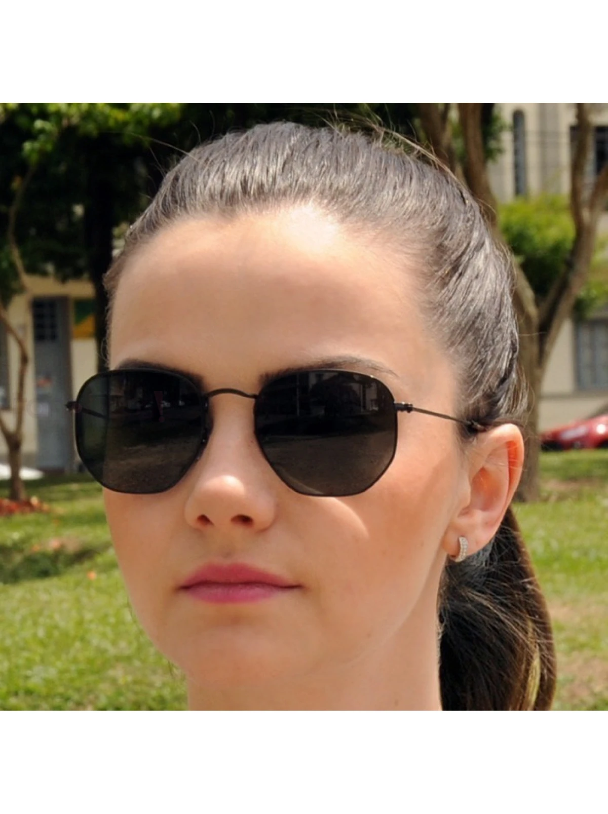 Hexagonal Armação Preto e Lente Preta