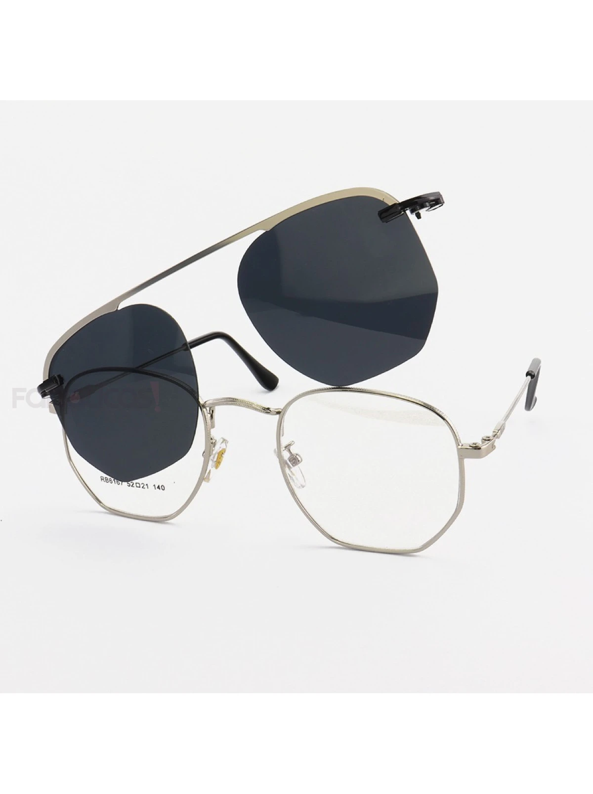 Armacao de Óculos Clipon Hexagonal RB6167 Prata