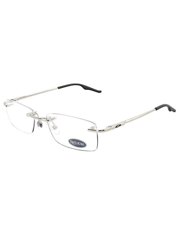 Armação de Óculos Retangular Flutuante Sem Aro Wingback Prata
