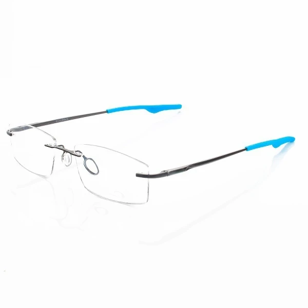 Armação de Óculos Retangular Flutuante Wingback Preto e Azul