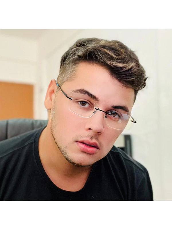 Armação de Óculos Retangular Flutuante Wingback Preto e Azul