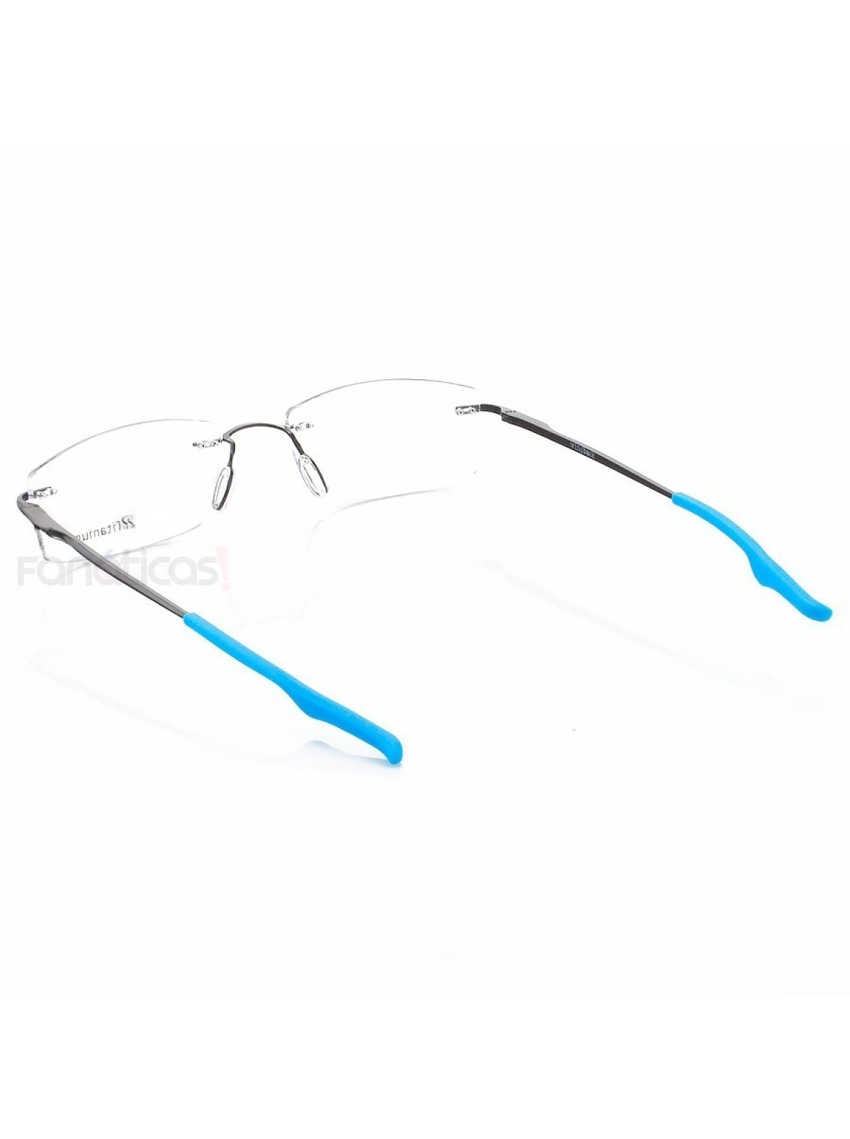 Armação de Óculos Retangular Flutuante Wingback Preto e Azul