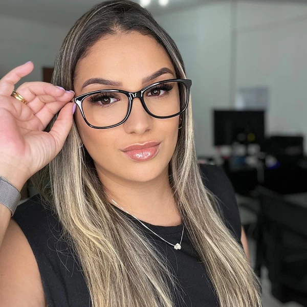 Armação de Óculos Retangular TF2131 Preto com Azul