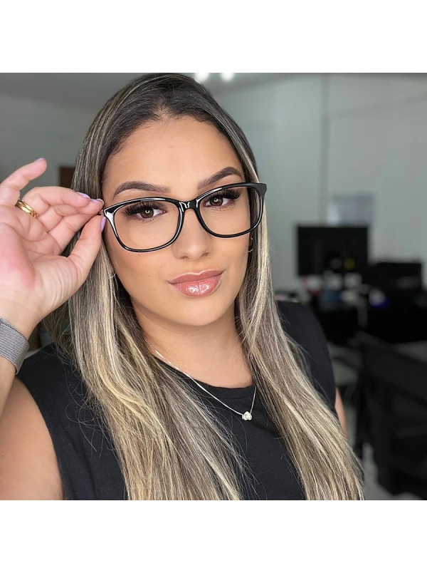 Armação de Óculos Retangular TF2131 Preto com Azul