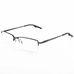 Armação de Óculos Retangular Meio Aro Wingback Preto