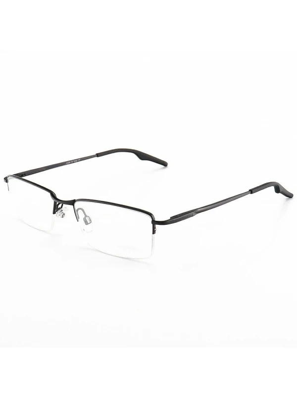 Armação de Óculos Retangular Meio Aro Wingback Preto