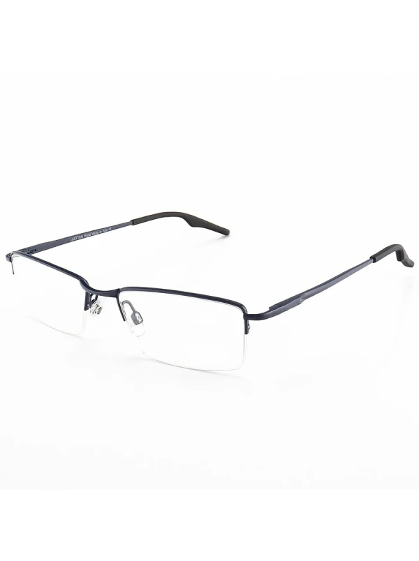 Armação de Óculos Retangular Meio Aro Wingback Azul