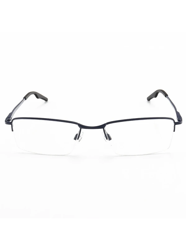 Armação de Óculos Retangular Meio Aro Wingback Azul