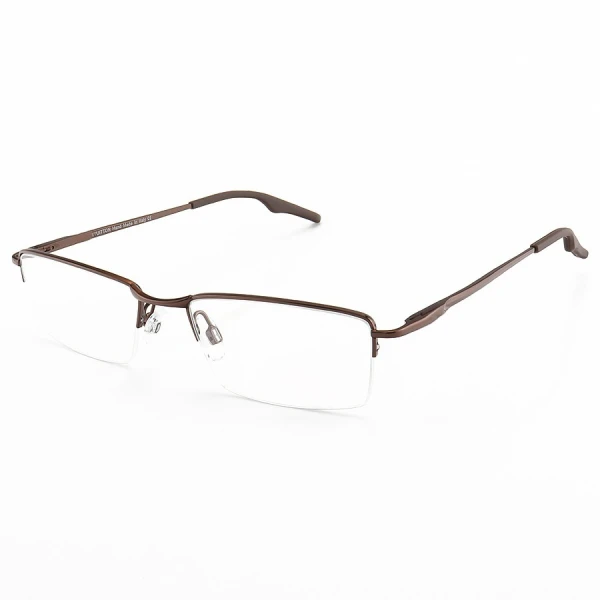 Armação de Óculos Retangular Meio Aro Wingback Marrom