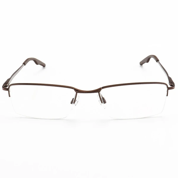 Armação de Óculos Retangular Meio Aro Wingback Marrom